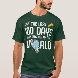 Astronaut 100 Days Of School Spaceship Rocket T-Shirt