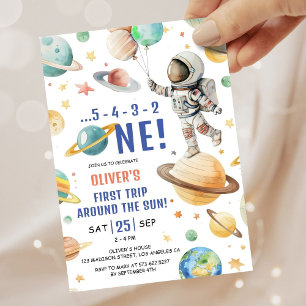 Astronaut 1st Birthday First Trip Around the Sun Invitation