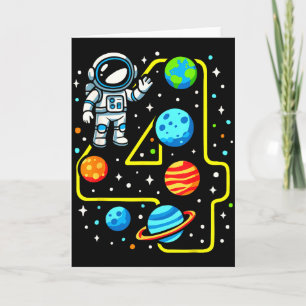 Astronaut 4th Birthday Party 4 Year Old Boy Girl O Card