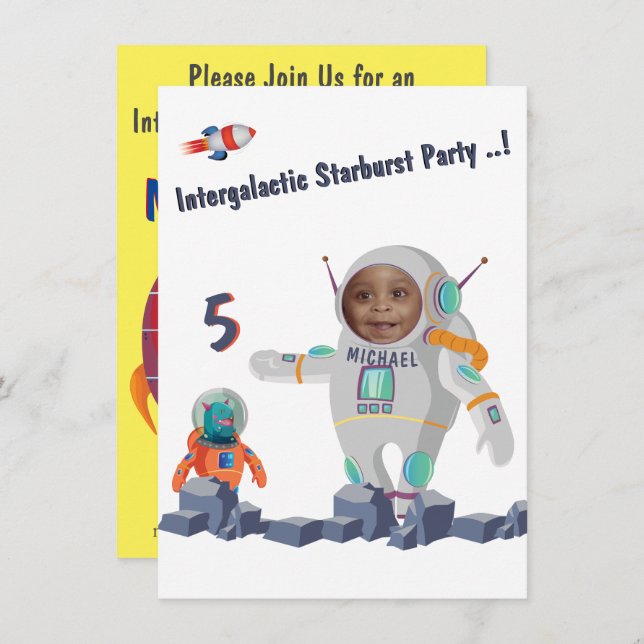 Astronaut 5th Birthday Invitation (Front/Back)