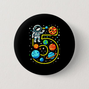 Astronaut 5th Birthday Party 5 Year Old Boy Girl O 6 Cm Round Badge