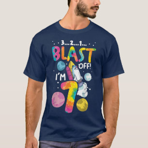 Astronaut 7th Birthday 7 Years Old 3 2 1 Blast Of T-Shirt