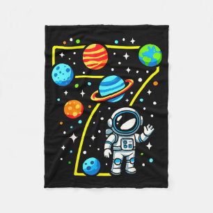 Astronaut 7th Birthday Party 7 Year Old Boy Girl O Fleece Blanket