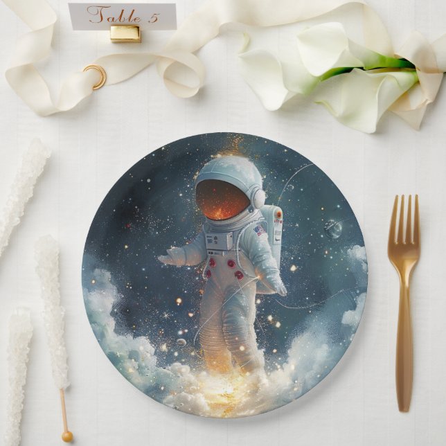 Astronaut Abstract Space Paper Plates (Wedding)