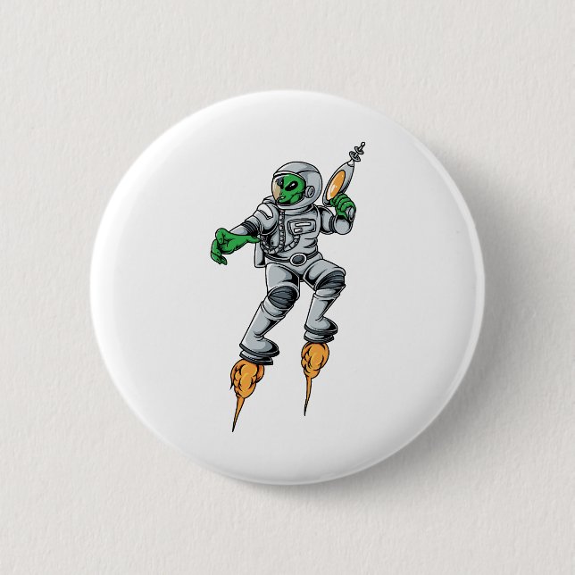 Astronaut Alien Sci-Fi Space Ufo 6 Cm Round Badge (Front)