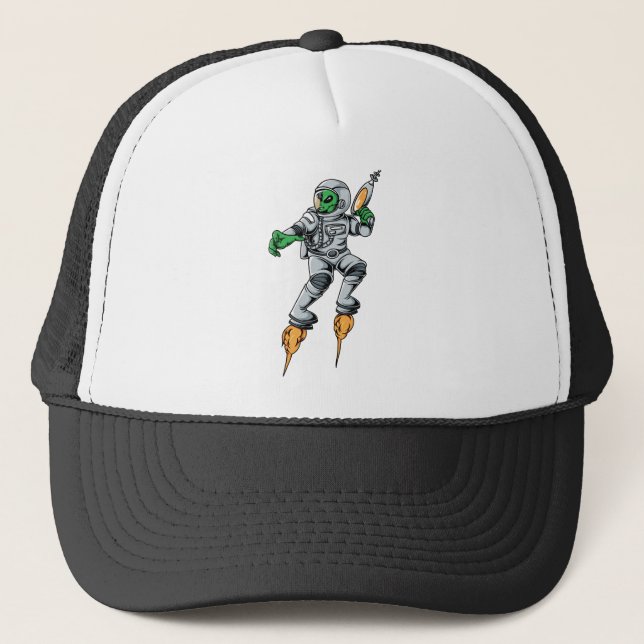 Astronaut Alien Sci-Fi Space Ufo Trucker Hat (Front)