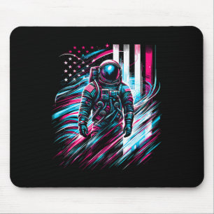 Astronaut America Usa Flag 4th Of July Mouse Pad