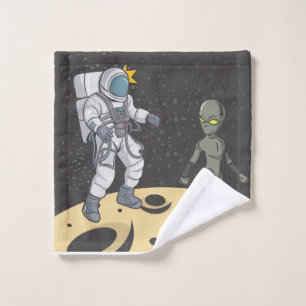 Astronaut and alien bath towel set