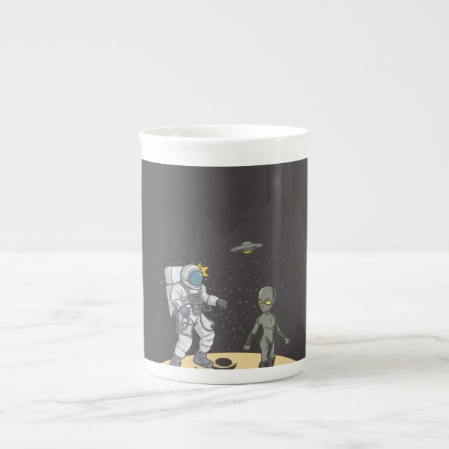 Astronaut and alien    bone china mug (Front)
