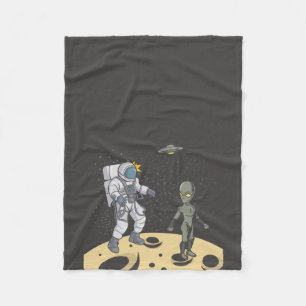 Astronaut and alien fleece blanket