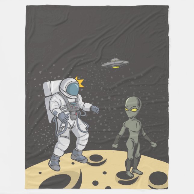 Astronaut and alien     fleece blanket (Front)