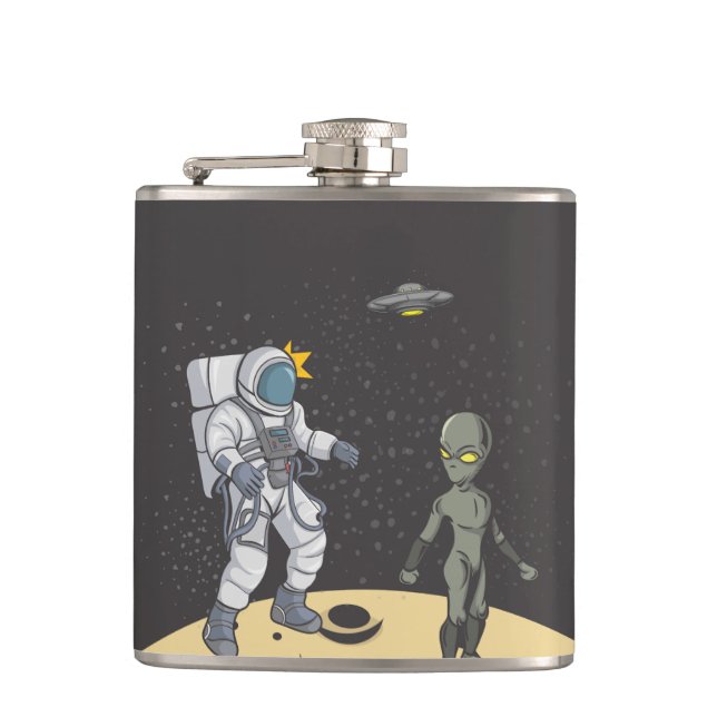 Astronaut and alien     hip flask (Front)