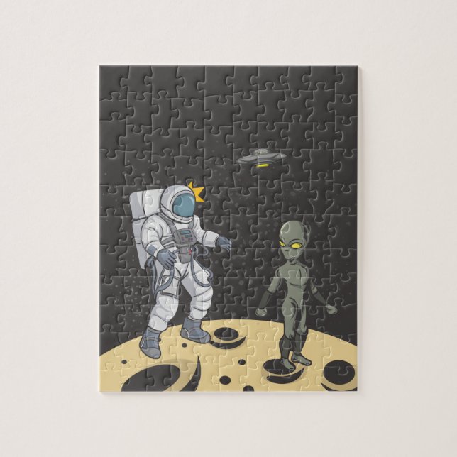 Astronaut and alien   jigsaw puzzle (Vertical)