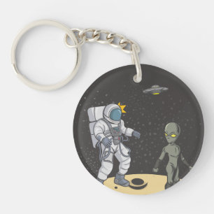 Astronaut and alien key ring
