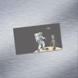 Astronaut and alien Magnetic business card