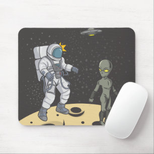 Astronaut and alien mouse pad