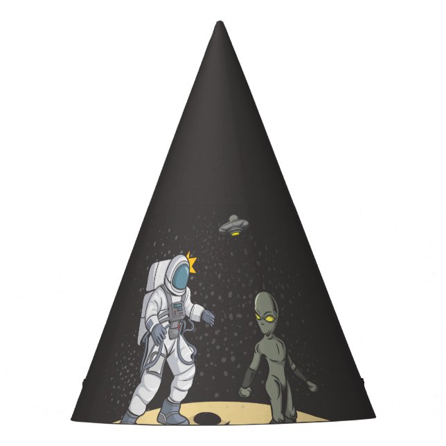 Astronaut and alien   party hat (Front)