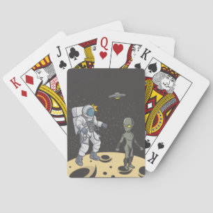 Astronaut and alien playing cards