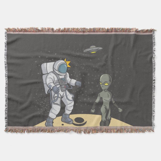 Astronaut and alien    throw blanket (Front)