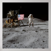 Astronaut and American Flag Apollo Moon Mission