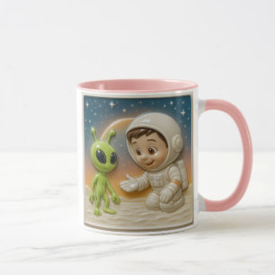 astronaut and cute alien mug