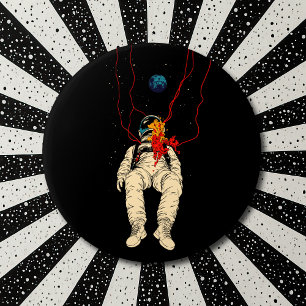 Astronaut and Earth Space 7.5 Cm Round Badge