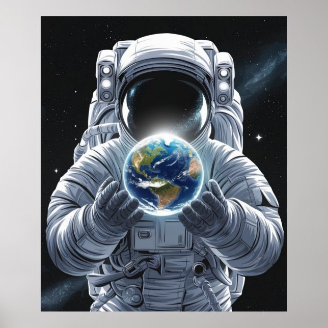 Astronaut and planet Earth Poster (Front)