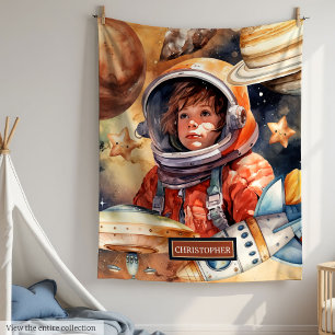 Astronaut and Planets Blanket Personalised Kids