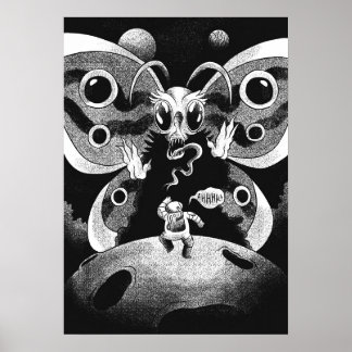 Astronaut and Scary Butterfly Poster