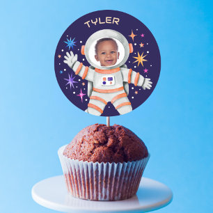 Astronaut and Stars Outer Space Photo Classic Round Sticker