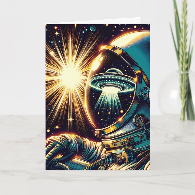 Astronaut and UFO Pun | Birthday  Card (Front)