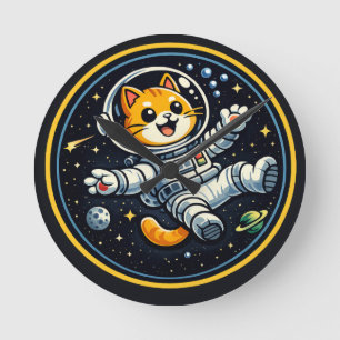 Astronaut Archie - Cosmic Kitties Round Clock