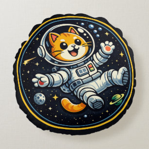 Astronaut Archie - Cosmic Kitties Round Cushion