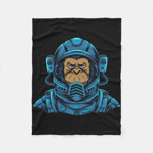 Astronaut Astro Monkey Fleece Blanket (Front)