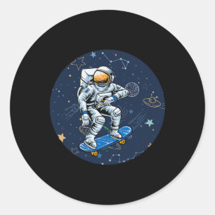 Astronaut Astronomy Outer Space Skate Skater Skate Classic Round Sticker