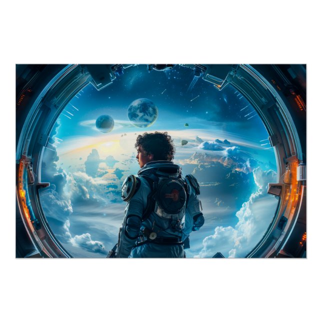 Astronaut at the Viewport Poster (Front)