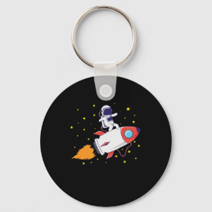 Astronaut auf Rakete Key Ring