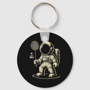 Astronaut Badminton Player Shuttle 2 Key Ring