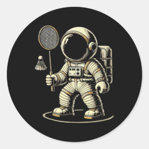 Astronaut Badminton Player Shuttle Classic Round Sticker