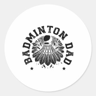 Astronaut Badminton Player Shuttle  Classic Round Sticker