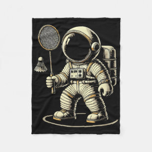 Astronaut Badminton Player Shuttle  Fleece Blanket