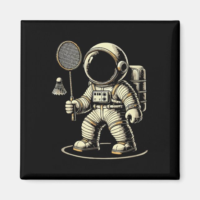 Astronaut Badminton Player Shuttle  Magnet (Front)