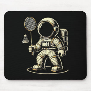 Astronaut Badminton Player Shuttle Mouse Pad