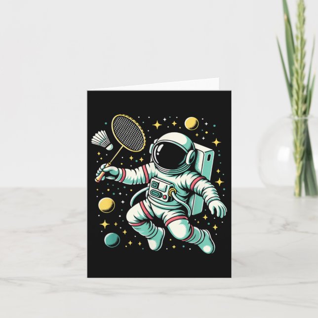 Astronaut Badminton Player Shuttle Sport  Card (Front)