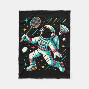Astronaut Badminton Player Shuttle Sport  Fleece Blanket