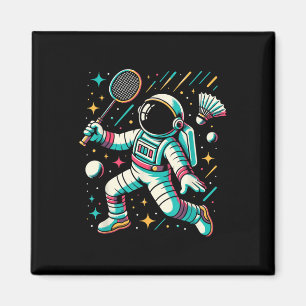 Astronaut Badminton Player Shuttle Sport Magnet