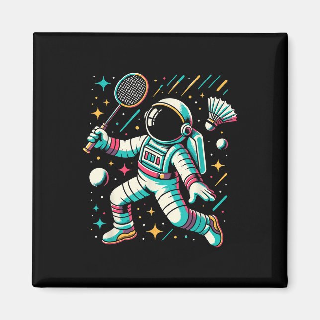 Astronaut Badminton Player Shuttle Sport  Magnet (Front)