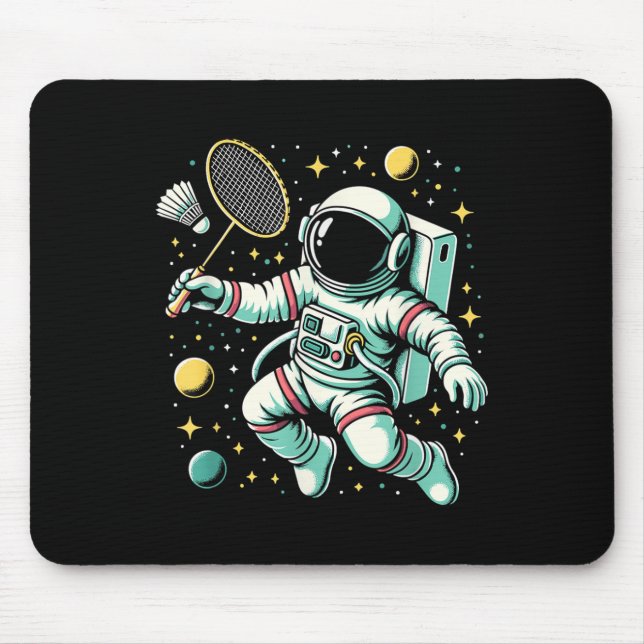 Astronaut Badminton Player Shuttle Sport  Mouse Pad (Front)