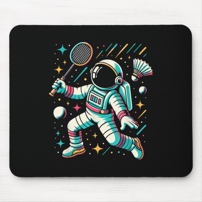 Astronaut Badminton Player Shuttle Sport  Mouse Pad (Front)