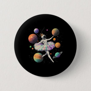 Astronaut Ballerina Dancing In Space Planets Galax 6 Cm Round Badge